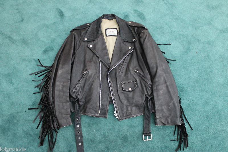 Men's leather motorcycle jacket with fringe