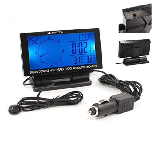 Versatility lcd display car suv dashboard compass thermometer clock gauge meter