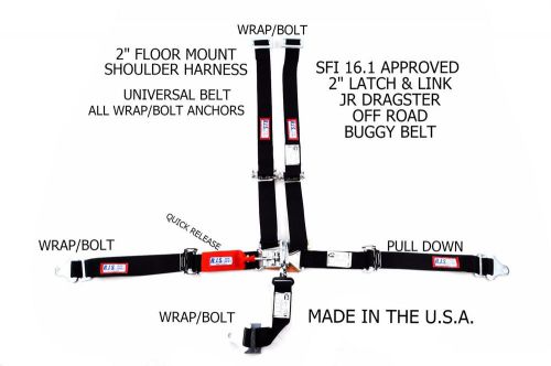 Rjs racing 2&#034; 5 pt latch &amp; link harness jr drag buggy belt blk 30295-15-06-uni