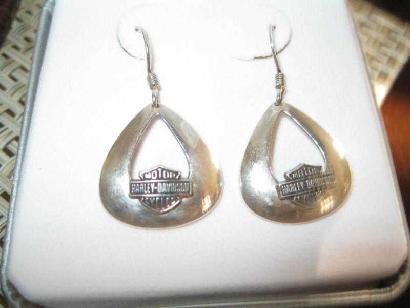 Beautiful sterling silver teardrop harley davidson earrings / originally $130.00