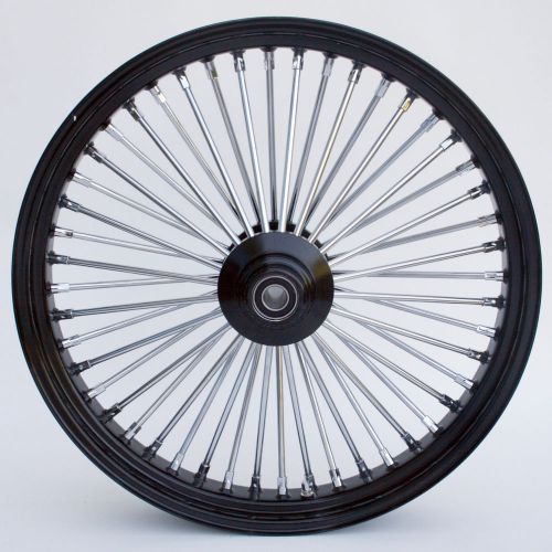 Black &amp; chrome 48 king spoke 23&#034; x 3.5&#034; front wheel for harley and custom models