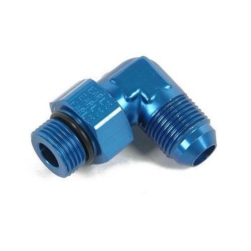Earl&#039;s performance coupler 90 degree -12 an male--10 an o-ring male blue