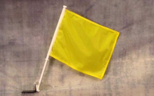 Solid yellow decor car flag 12&#034; x 15&#034; x 16-1/2&#034; window roll up banner + pole