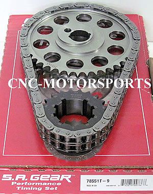 Sb ford 302 351w late billet race roller timing chain 9 keyway sa gear 78551t-9