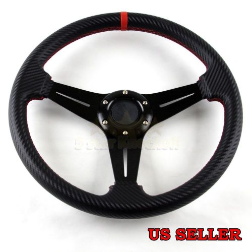 For caddy! 3-spoke cf grip red stitched usa 320mm 6-bolt racing steering wheel