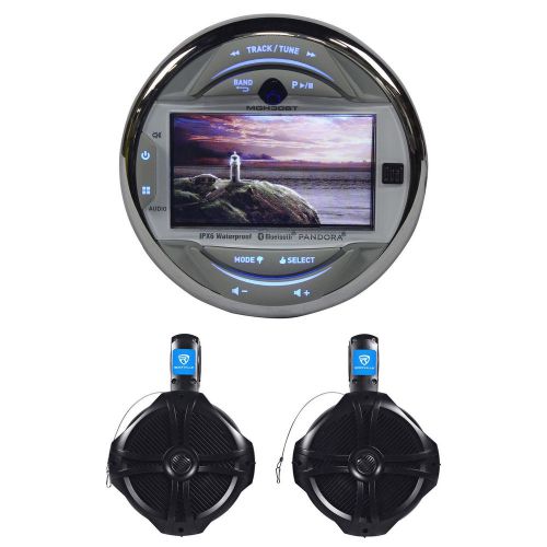 Dual mgh30bt marine digital media receiver+(2) 8&#034; rockville wakeboard speakers