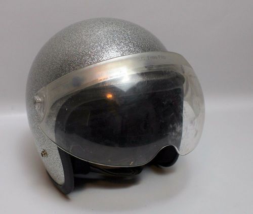 Vintage njl silver metalflake metallic motorcycle helmet n.j.l.
