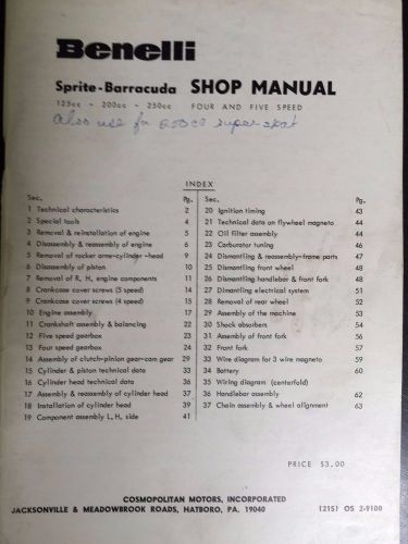 Benelli sprite-barracuda shop manual 125/200/250cc