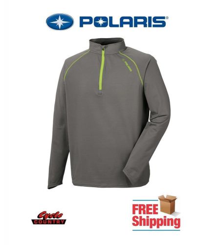 Polaris men&#039;s long sleeve fleece tech shirt quarter zip gray rzr rmk ace new