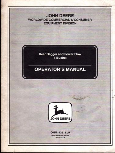 John deere rear bagger &amp; power flow 7 bushel operators manual omm142518 j9 (835)