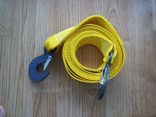 Towing strap 4 m long, 44 mm width, 2000 kg, yellow color , steel forks