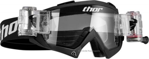 Thor bomber goggles adult black roll offs mud dirt riding mx atv utv motocross