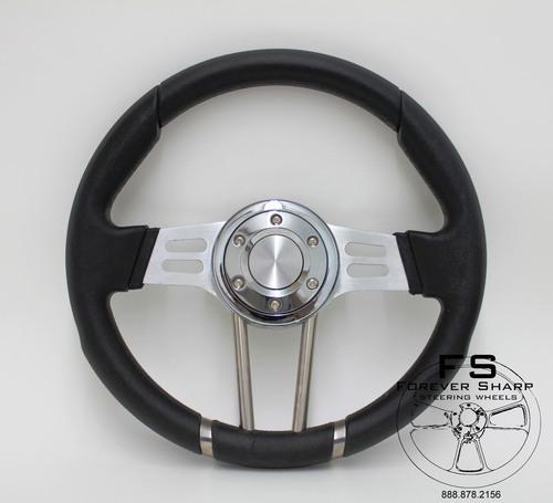 Drifter i steering wheel (6 holes x 2 3/4" inch bolt pattern) (new) black/chrome