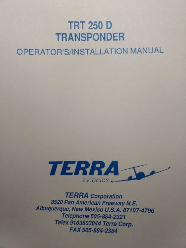 Terra trt-250d transponder install &amp; owner&#039;s manual