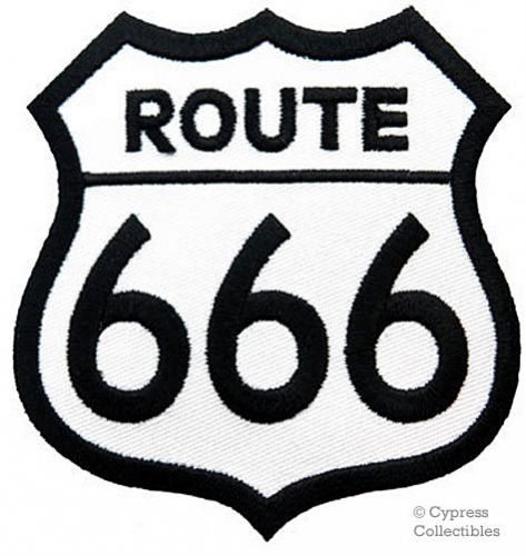 Route 666 embroidered patch evil biker road sign 66 new applique hell iron-on