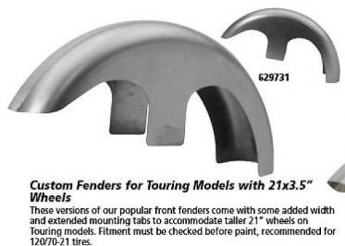 Roller 6.0&#034; custom front fender fits 21&#034; front wheels 18 gauge - bagger touring