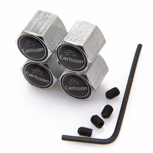 4x silver anti-theft car wheel tire valve stem air cap +locking kit for carlsson