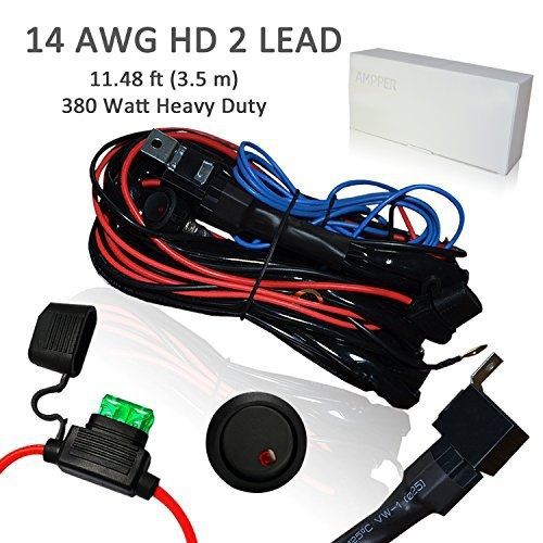 Heavy duty wiring harness, ampper 14 awg waterproof offroad led light bar wiring