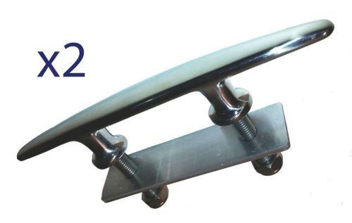 2x stainless steel studded cleat 200mm 8&#039;&#039; with aluminum plate boat marine