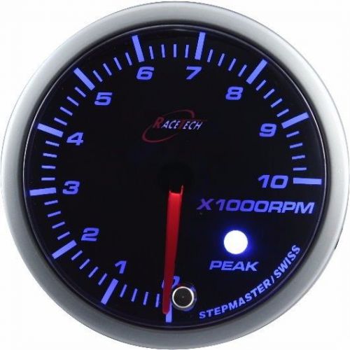52mm racetech tachometer rpm gauge meter white blue led adjustable warning