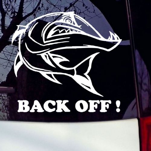 Fish back off decal white vinyl funny sticker for truck car window laptop bumper