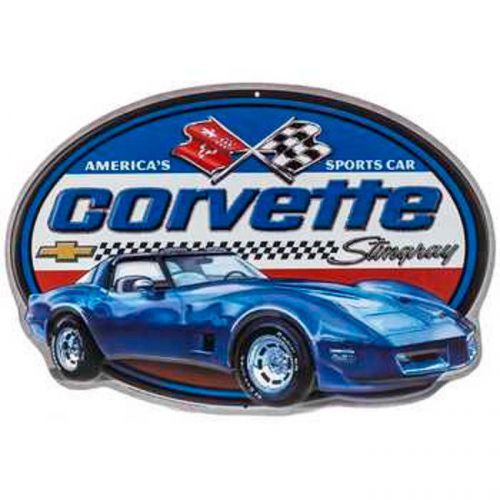 Corvette stingray america&#039;s sport car embossed tin.lt2 350.63-72 new on sale