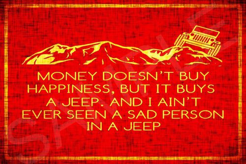 *money buys jeep* made in usa metal sign! wrangler 4x4 off road garage lift kit