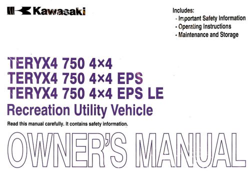 2013 kawasaki teryx 4 750 4x4 utv atv ruv owners manual-krt750ad/bd/cd/dd-teryx4