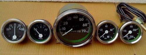 Willys mb jeep ford cj gpw speedometer 70 mph+temp+oil+fuel+ ampere gauges kit