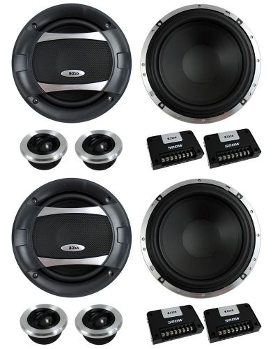 4) boss audio pc65.2c 6.5&#034; 1000w car 2 way component speakers audio set pc652c