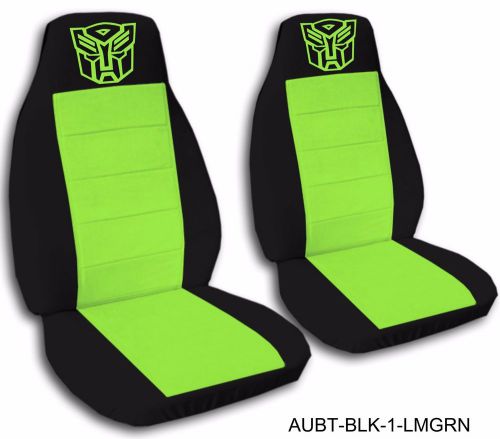 Front set of black-green autobot logo car seat covers other colors available