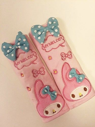 Sanrio hello kitty melody soft plush seat belt cover car accessories one pair