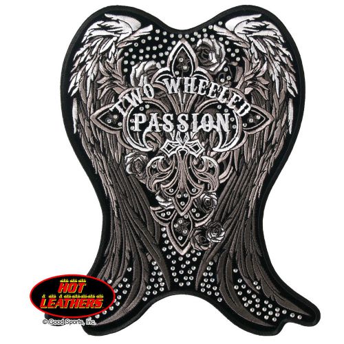 Motorcycle patches - hot leathers two wheeled passion w/rhinestone patch 8w x 9h