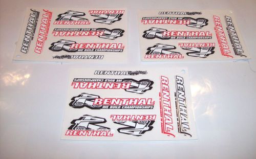 New lot 3 renthal mini sheets racing logo decal stickers atv street offroad