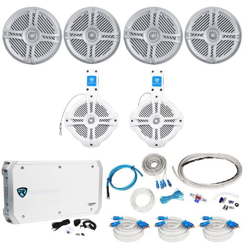4) rockville rmsts65s 6.5&#034; 1600w marine boat speakers+2) wakeboards+amp+wire kit