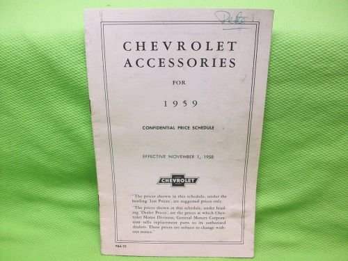 Gm chevrolet 1959 59 accessories schedule catalog book guide