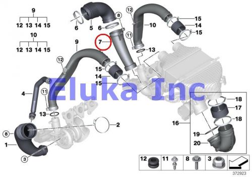 Bmw genuine charge air induction tract lower zyl. 4-6 clean air pipe f80 f82 f83