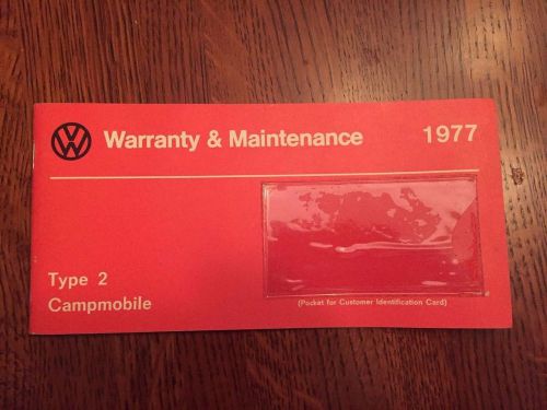 1977 vw type 2 bus camper warranty and maintenance manual - near mint!