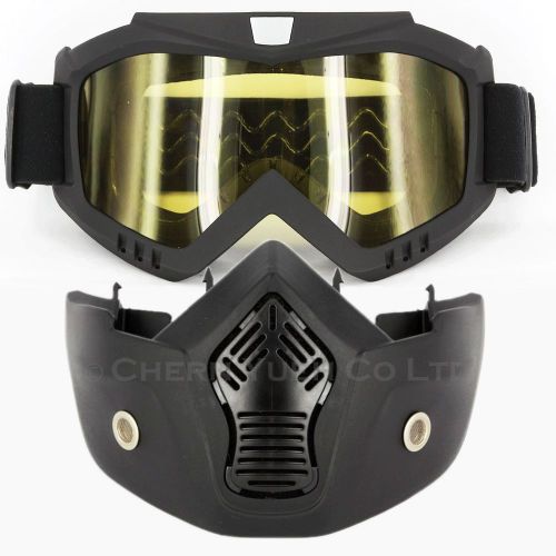 Detachable modular face mask goggles &amp; protector mask for motorcycle cafe racer