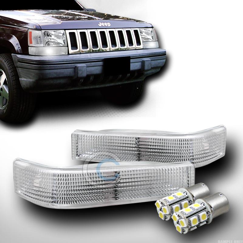 Clear lens signal bumper lights lamps+13 smd led bulbs 93-96 jeep grand cherokee