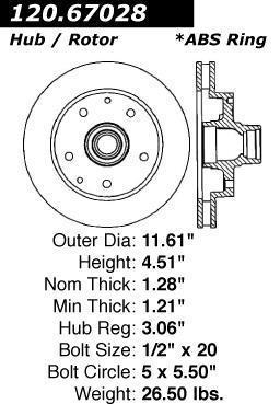 Centric 120.67028 front brake rotor/disc-premium rotor-preferred