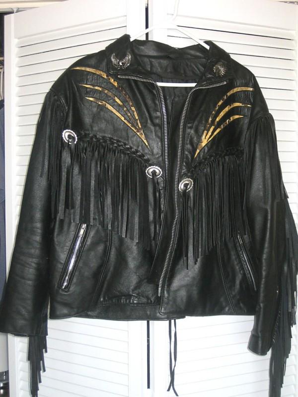 Leather size 20 ladys motorcycle jacket black faux python snake decoration