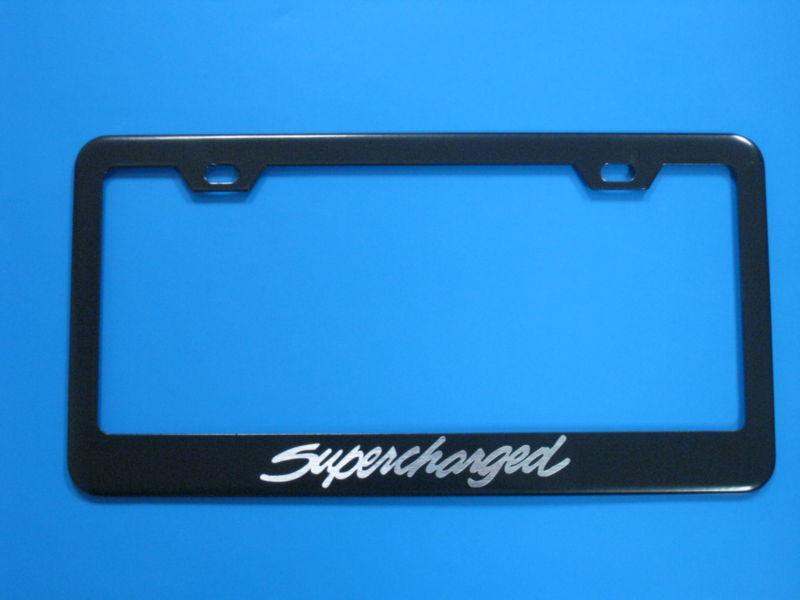 "supercharged" pontiac/ford black license frame 1pc