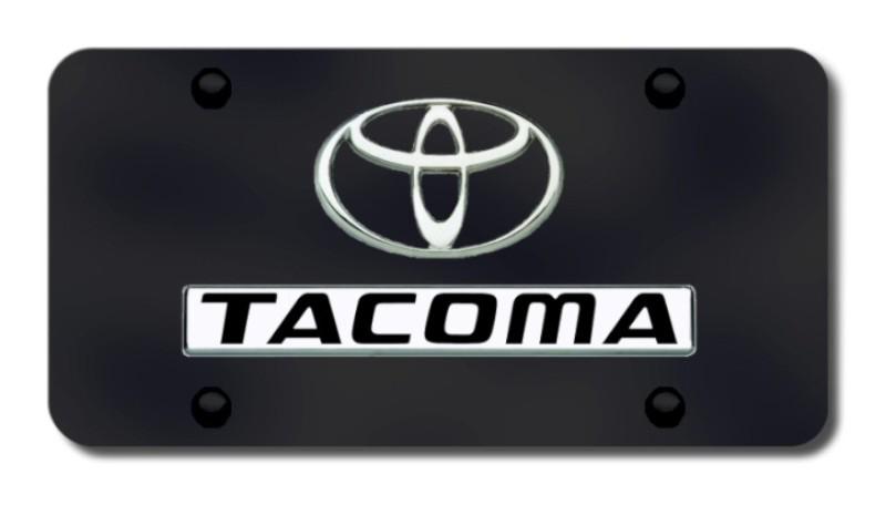 Toyota dual tacoma chrome on black license plate made in usa genuine