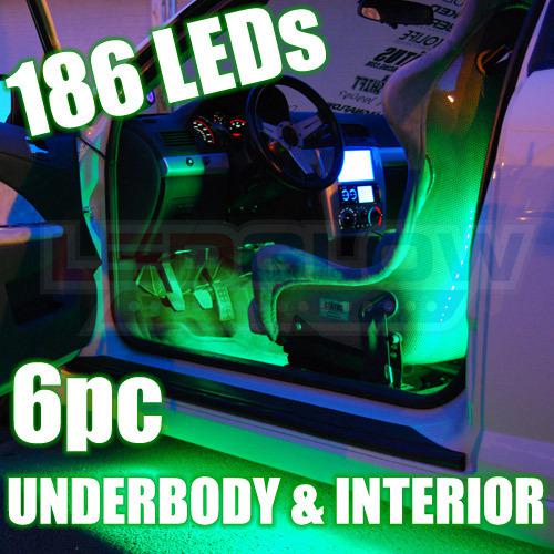 New 6pc green led neon underbody underglow lighting kit