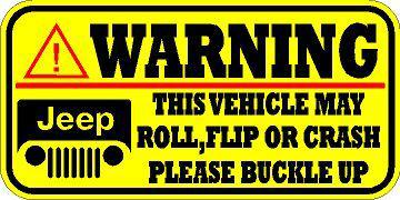 Warning decal / sticker ** new ** jeep  this vehicle may flip  4x4