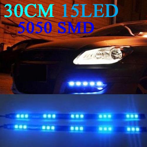 2x hid blue 12" 15smd 5050 led side shine strip flexible bar light bulb drl 30cm