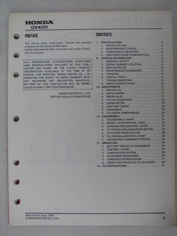 Gv400 honda repair manual