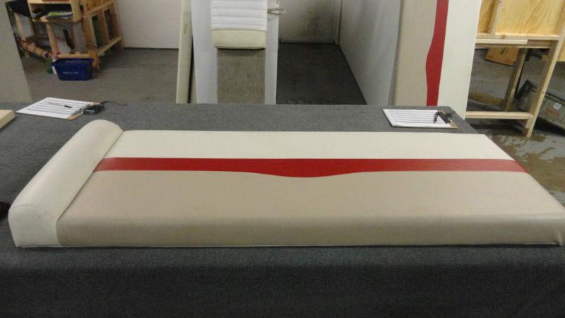Red/white/beige pontoon boat cushioned sun lounger 64"x24"x4" (stock #ks-66)
