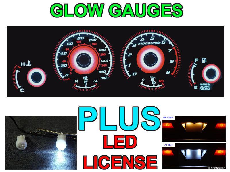 Red glow gauge faces 90-91 nissan 300zx fairlady z32 turbo + led license bulbs